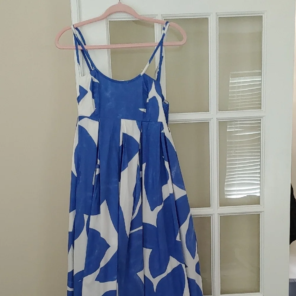 Anthropologie Sleeveless Baby doll Midi Dress Size XXS blue and White - Picture 2 of 5